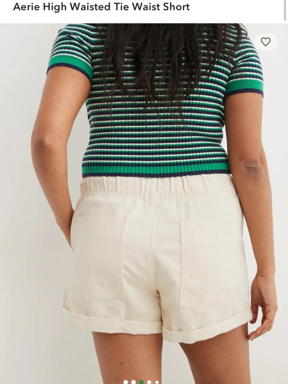 Aerie Cream High Waisted Tie Drawstring Shorts Small - Picture 3 of 10